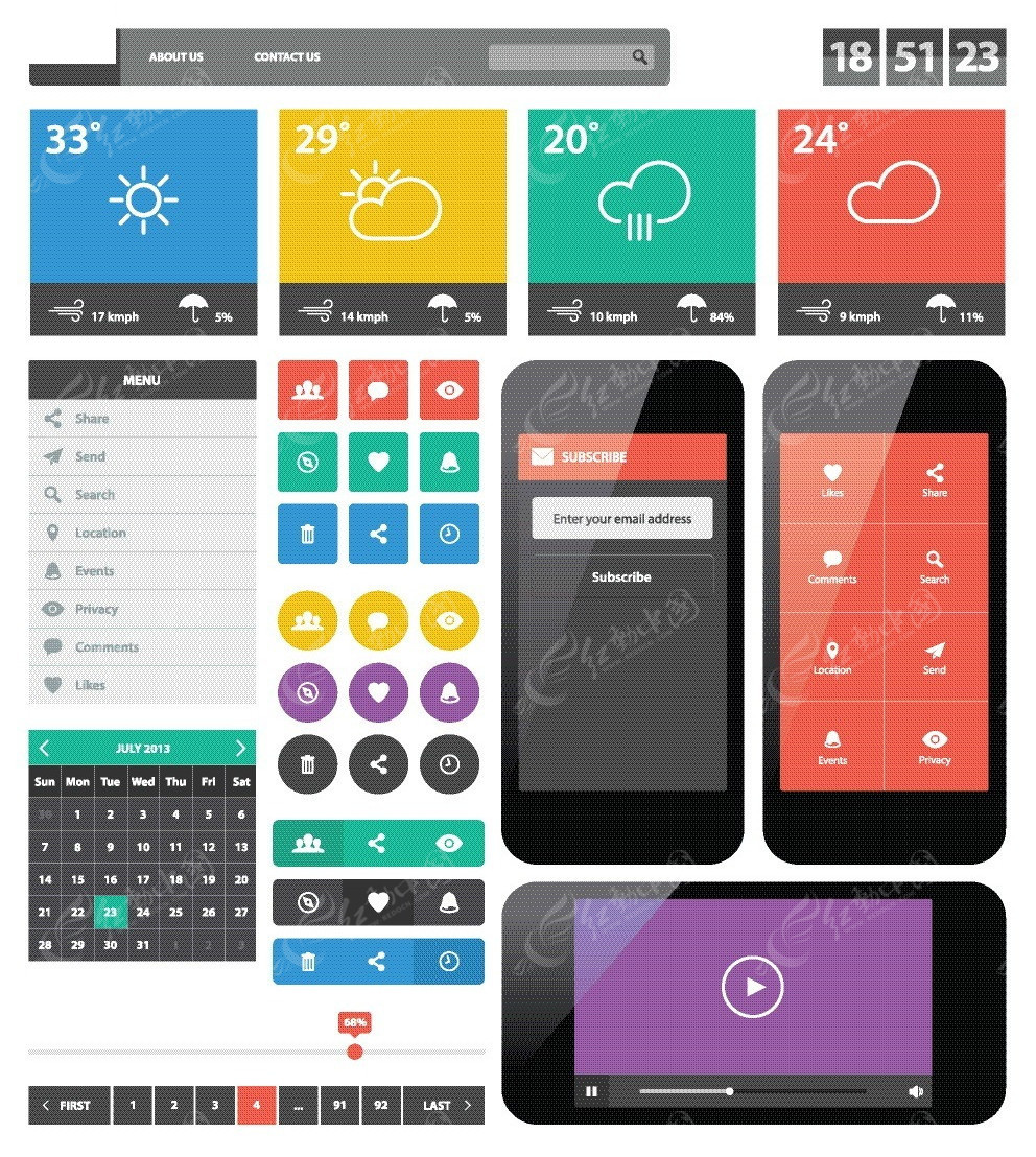黑色手機界面設(shè)計UI元素